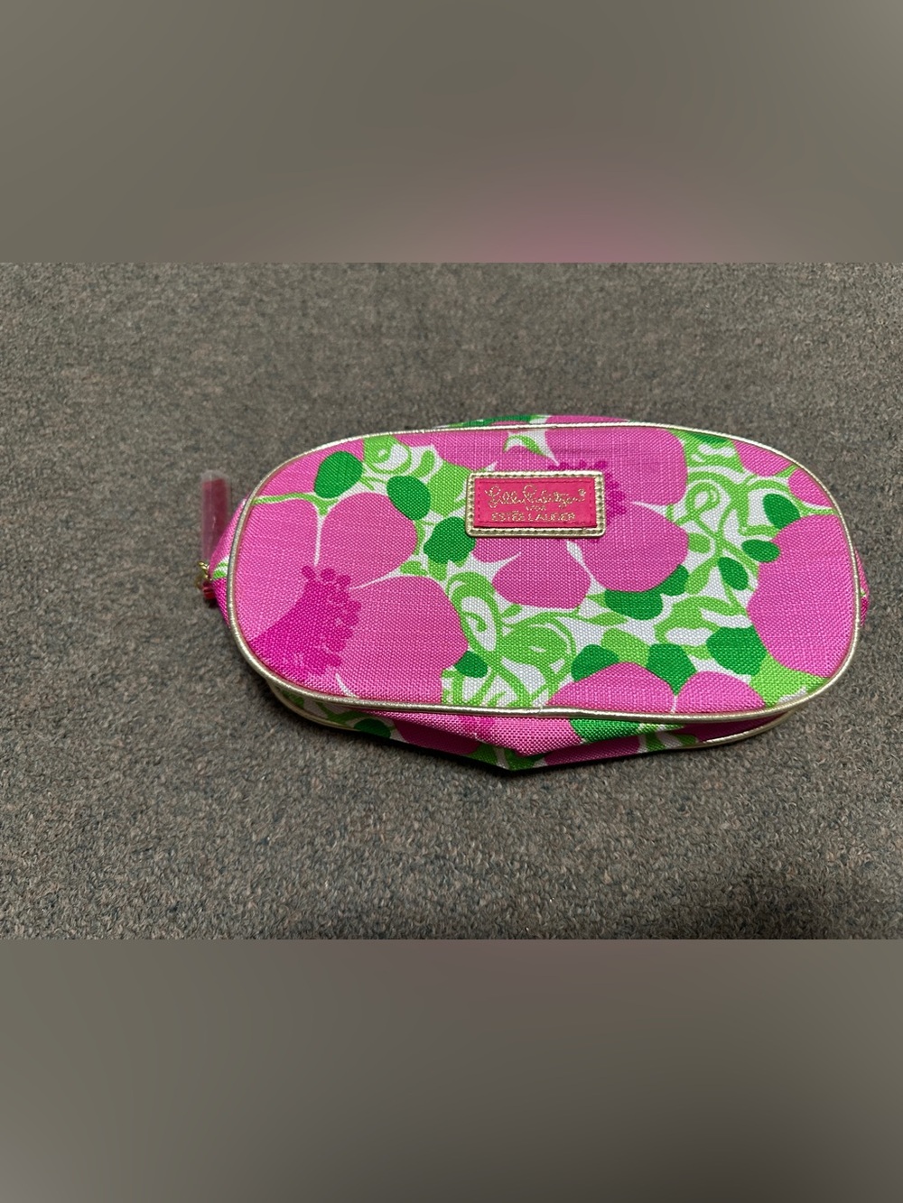 Lilly Pulitzer For Estée Lauder Cosmetic Bag Pink Green Floral Travel Case